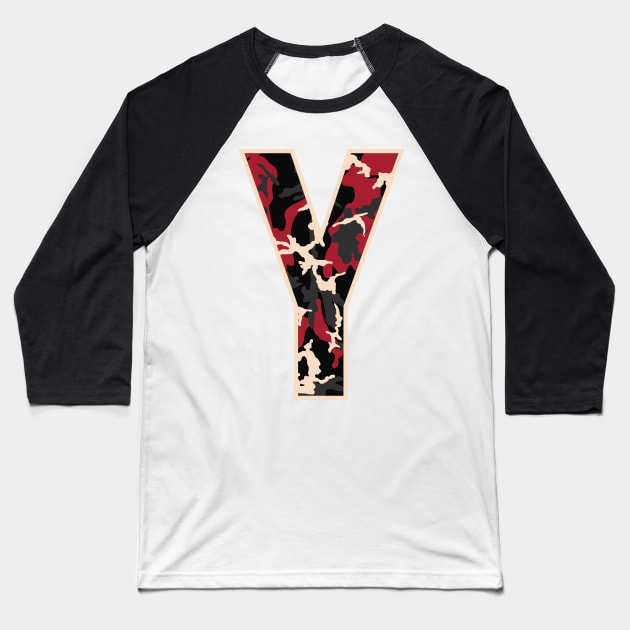 Initial Capital Letter Y Camo Alphabet Gift Women Men Baseball T-Shirt by teeleoshirts